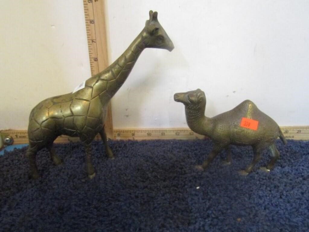 BRASS GIRAFFE & CAMEL STATUES