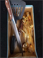 Box of utensils, knives, etc.