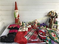 STOCKING, STOCKING HOLDER, CERAMIC SANTA AS-IS