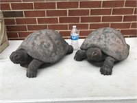 pair cast concrete turtles