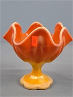 Orange Slag Glass - Amberina Compote