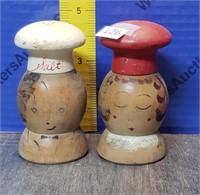 Vintage Wooden Salt & Pepper Shakers