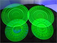 Lot of Four Uranium Glass Plates