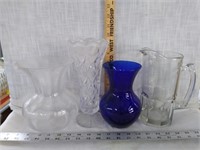 Clear & Cobalt Glass Vases