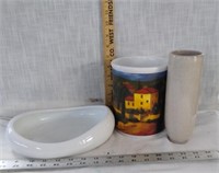 Crate & Barrell Bowl, Ceramic Vase & Crock