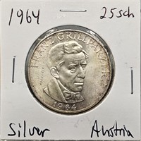 1964 Austria Silver 25 Schillings
