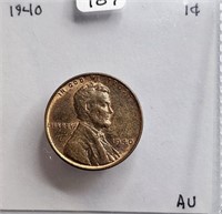 1940 AU Lincoln Wheat Cent