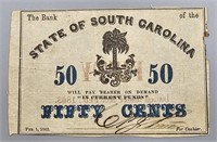 1863 Confederate S Carolina 50 Cents