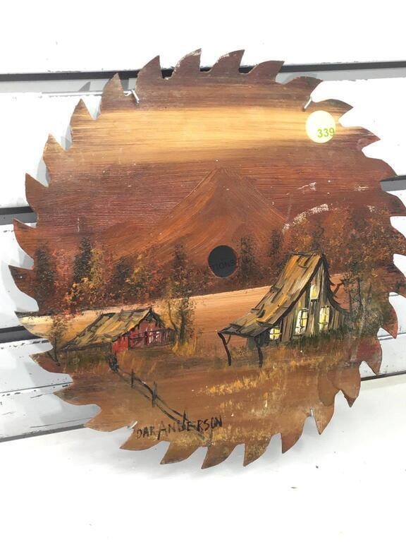 Signed Dar Anderson Hand Painted 10in Saw Blade