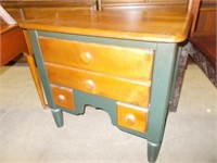 3 Drawer End Table w/Green Legs,