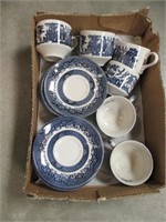 Churchill Blue Willow Cups & Saucers