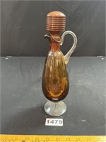 Vintage Glass Decanter w/ Wood Stopper