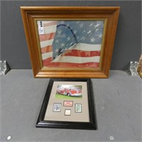 Fire Fighter Stamp Collection & Flag Picture