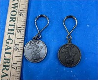 2 Vintage Navy Key Chains