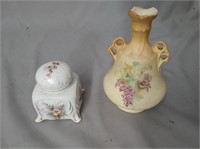 Yellow Vase & Porcelain Inkwell