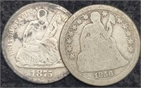 1856 & 1875 Liberty Seated Dimes