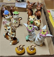 FLAT OF CERAMIC WOODLAND ANIMAL S/P SHAKER SETS