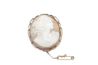 Antique Bacchus cameo & rose gold brooch