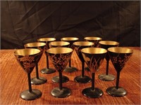 Beautiful Japanese lacquered saki or wine glasses