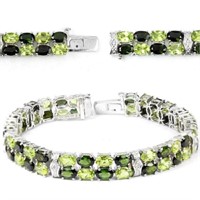 NATURAL CHROME DIOPSIDE, PERIDOT BRACELET