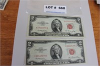 2-1953 Red $2 Dollar Notes