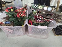 2 totes of Christmas decorations