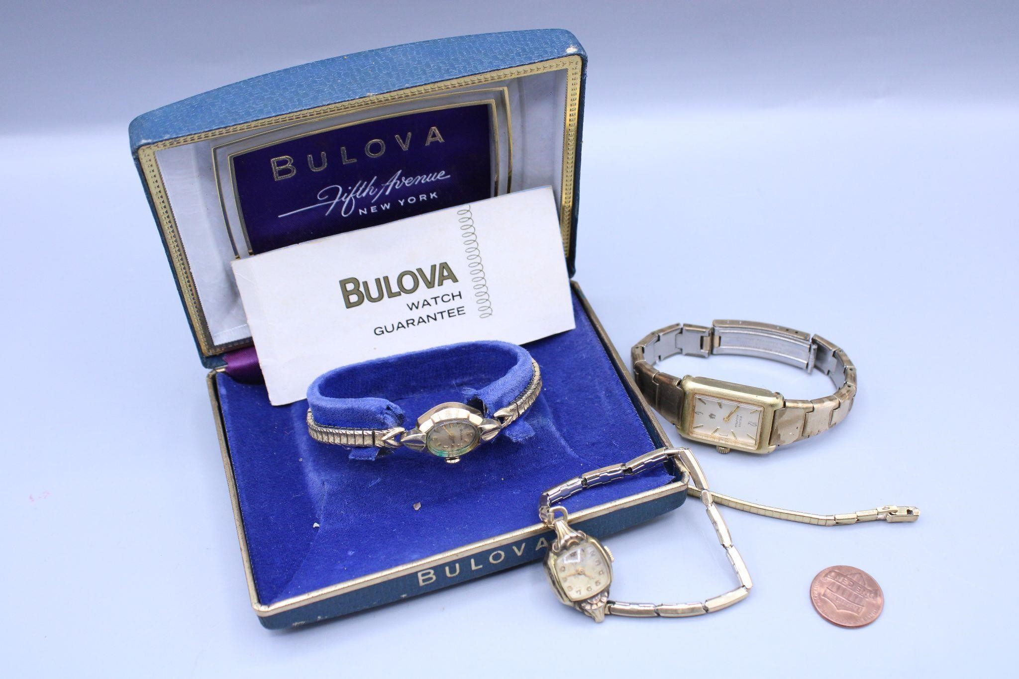 3 Vtg. Bulova & Orvis RGP Wrist Watches