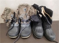 2 Pairs Ladies Snow Boots. Sz 10M Khombu & Sz 9