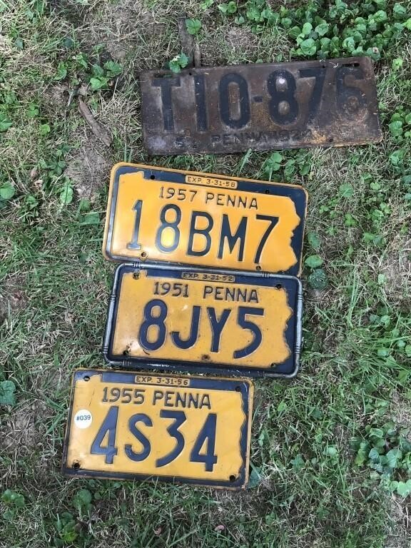 4 Antique License Plates