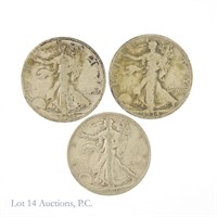 S-Mint Silver Walking Liberty Half Dollars (3)