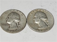 1947 Washington Quarters Silver Coins