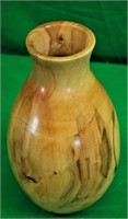 Signed 10" Blond Wood  Vase w/Dark Knot