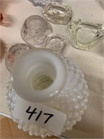 FENTON CLEAR TO WHTIE MOON GLASS HOBNAIL