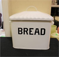 White enamel bread box