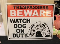 Metal Beware Of Dog sign