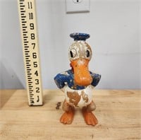 Vintage Wooden Donald Duck Sculpture Hand Painted