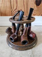 Vintage Tobacco Pipes with Stand