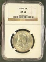 US Coins 1949-S Franklin Half Dollar MS64 NGC