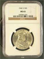 US Coins 1949-S Franklin Half Dollar MS65 NGC