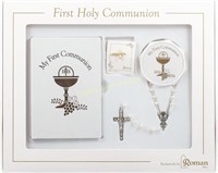 White and Gold 5 Piece Communion Set Rosary Box Pi