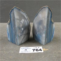 Blue Geode Crystal Bookends