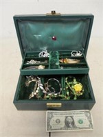 Vintage Jewelry Box w/ Assorted Jewelry
