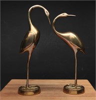 Pair of MCM Brass Standing Storks