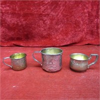 3 Sterling silver baby cups