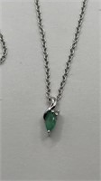 Emerald Pendant on Sterling Chain