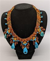 Amber & Turquoise Necklace Designed by Luba