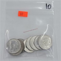 10- 1964 Kennedy Half Dollars