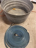 Collapsible Hose and Galvanized Wash Tub