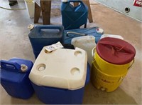 Water jugs, 1 drink cooler & ice chest