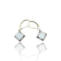 18k 2.00ctw Square Halo Cushion Diamond Earrings